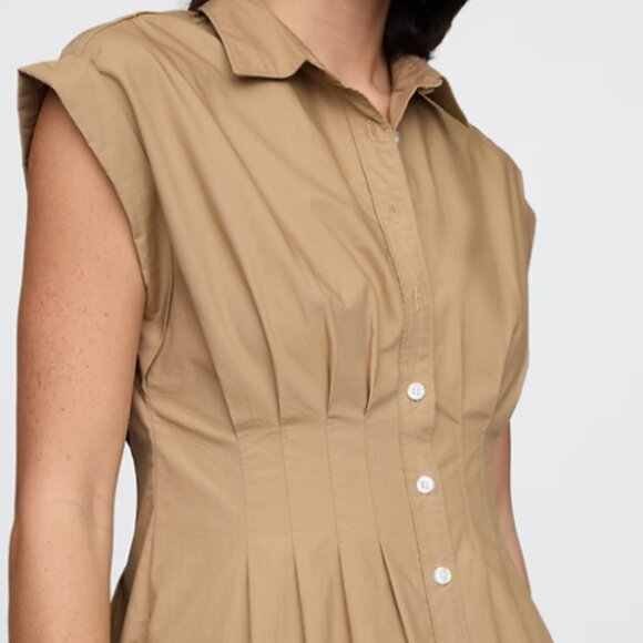 Gap Poplin Midi Tan Shirtdress - Picture 2 of 7